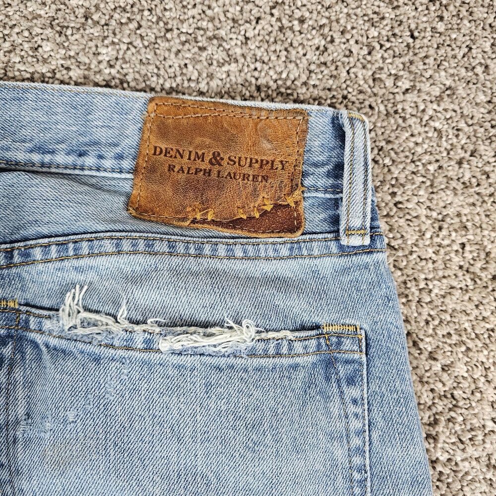 Ralph Lauren Denim Supply Jeans Mens 33x30 Slim Straight Distressed Grunge Work - Picture 3 of 16